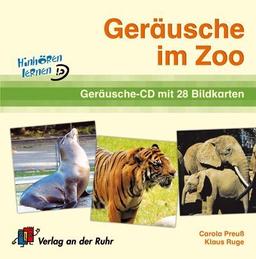 Geräusche im Zoo. CD und 28 farb. Bildkarten