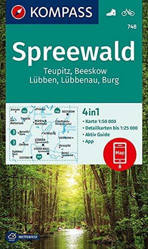 KV WK 748 Spreewald, Teupitz, Burg: 4in1 Wanderkarte 1:50000 mit Aktiv Guide und Detailkarten inklusive Karte zur offline Verwendung in der KOMPASS-App. Fahrradfahren. (KOMPASS-Wanderkarten)