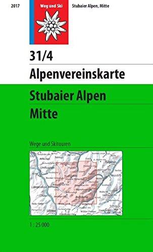 Stubaier Alpen, Mitte: Wege und Skitouren (Alpenvereinskarten)