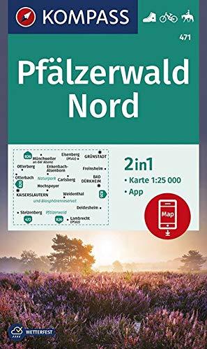 KOMPASS Wanderkarte Pfälzerwald Nord: 2in1 Wanderkarte 1:25000 inklusive Karte zur offline Verwendung in der KOMPASS-App. Fahrradfahren. Reiten. (KOMPASS-Wanderkarten, Band 471)