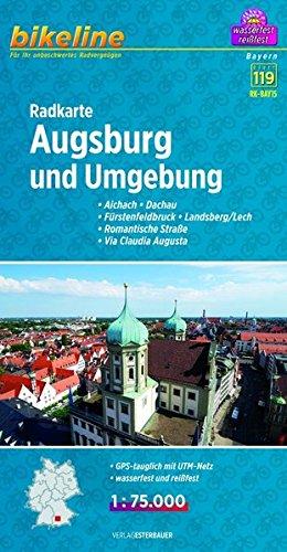 Bikeline Radkarte Augsburg und Umgebung 1 : 75 000, wasserfest und reißfest, GPS-tauglich mit UTM-Netz