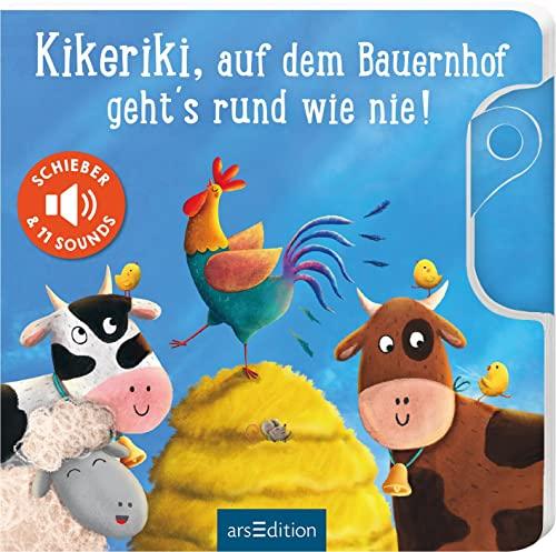 Kikeriki, auf dem Bauernhof geht's rund wie nie!: Schieber und 11 Sounds | Ein innovatives Schieber-Soundbuch für die Kleinsten ab 18 Monaten