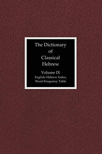 The Dictionary of Classical Hebrew, Volume 9: Index