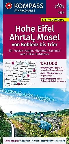 KOMPASS Fahrradkarte 3338 Hohe Eifel, Ahrtal, Mosel, von Koblenz bis Trier 1:70.000: reiß- und wetterfest mit Extra Stadtplänen