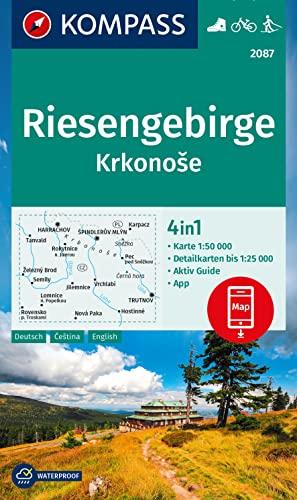 KOMPASS Wanderkarte 2087 Riesengebirge, Krkonose 1:50.000: 4in1 Wanderkarte, mit Aktiv Guide und Detailkarten inklusive Karte zur offline Verwendung ... Fahrradfahren. Skitouren. Langlaufen.