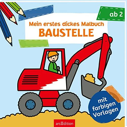 Mein erstes dickes Malbuch ab 2 – Baustelle: Mit farbigen Vorlagen | Erstes Ausmalen mit einfachen Motiven