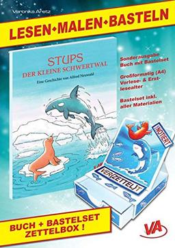 Lesen-Malen-Basteln: Buch “Stups der kleine Schwertwal” & Bastelset “Zettelbox” (1): Großformatig (A4) Vorlese- & Erst­lesealter, Bastelset inkl. aller Materialien (Komplettes Bastelset)