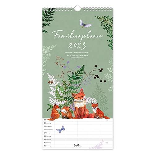 Familienkalender mit 5 Spalten I Wandkalender 2023, 22 x 48 cm I Kalender, Familienplaner Jahresübergreifend Dez 22 - Jan 24 I Monatsplaner mit Ferienübersicht