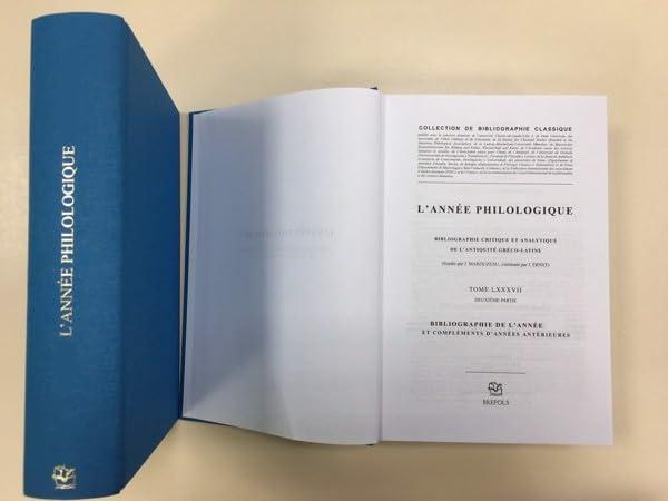 L'Année philologique (Bibliographie de l'année 2020, publ. 2022): Bibliographie de l'année 2020