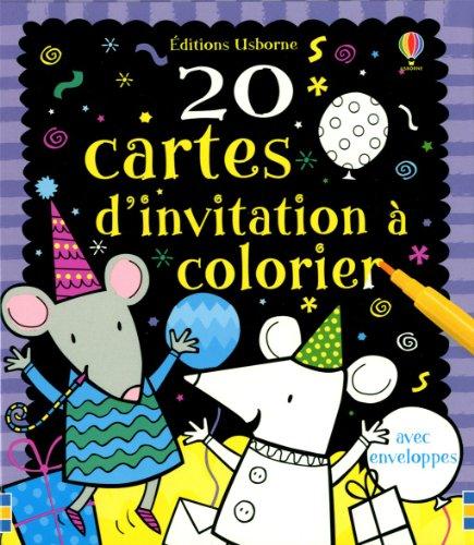 20 cartes d'invitation à colorier : avec enveloppes