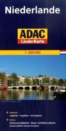 ADAC Länderkarte Niederlande 1:300.000: Register: Legende, Citypläne, Ortsregister mit Postleitzahlen. Karte: Sehenswürdigkeiten, Natur- und Nationalparks, landschaftlich schöne Strecken