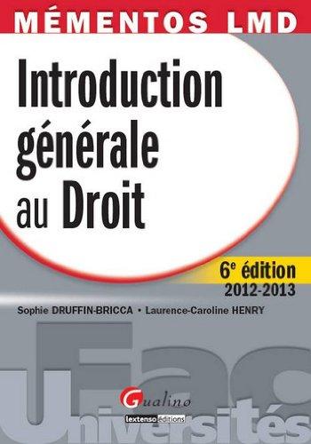 Introduction générale au droit : 2012-2013