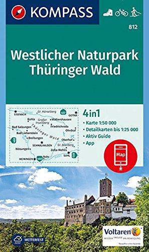 Westlicher Naturpark Thüringer Wald: 4in1 Wanderkarte 1:50000 mit Aktiv Guide und Detailkarten inklusive Karte zur offline Verwendung in der ... Langlaufen. (KOMPASS-Wanderkarten, Band 812)