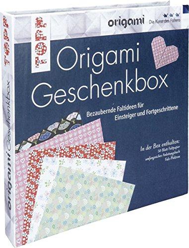 Origami Geschenkbox: Buch mit Faltanleitungen, 50 Faltblättern und einem Falz-Plektron (Buch plus Material)