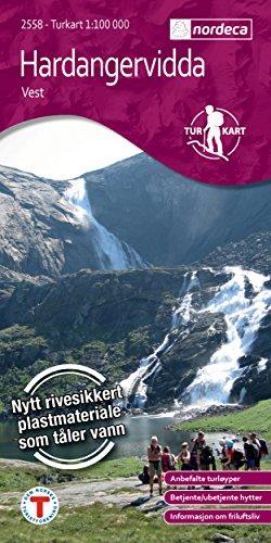 Norwegen topographische Wanderkarte Hardangervidda Vest/West: Odda, Granvin, Ulvik, Eidfjord, Viveli, Trondsbu, Lofthus, Sandfloegga, Hårteigen, Hardangerjøkulen, Sørfjorden, Hardangerfjorden, Eidfjorden, Songavatnet, Kvennsjøen, Ringedalsvatnet, Nordmann