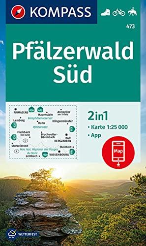 KOMPASS Wanderkarte 473 Pfälzerwald Süd: 2in1 Wanderkarte 1:25000 inklusive Karte zur offline Verwendung in der KOMPASS-App. Fahrradfahren. Reiten. (KOMPASS-Wanderkarten, Band 473)