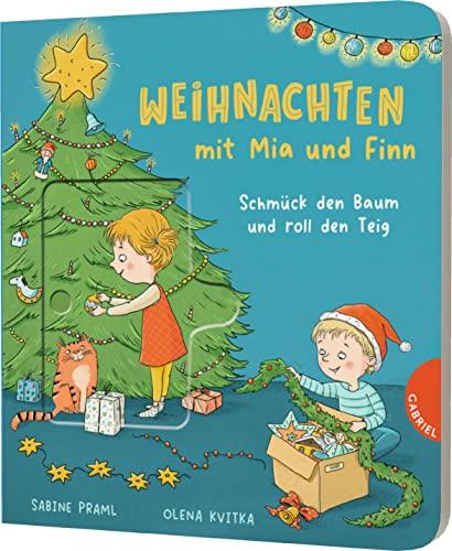 Weihnachten mit Mia und Finn: Schmück den Baum und roll den Teig! | Mitmachbuch mit Schiebeelementen