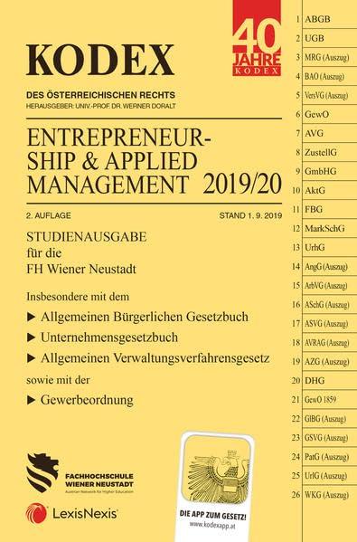 KODEX Entrepreneurship & Applied Management 2019/20: Studienausgabe für die FH Wr. Neustadt