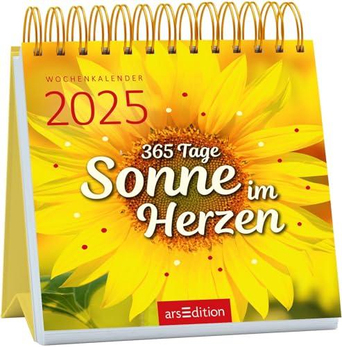 Mini-Wochenkalender 365 Tage Sonne im Herzen 2025: Kleiner Tischkalender für mehr gute Laune und Lebensfreude