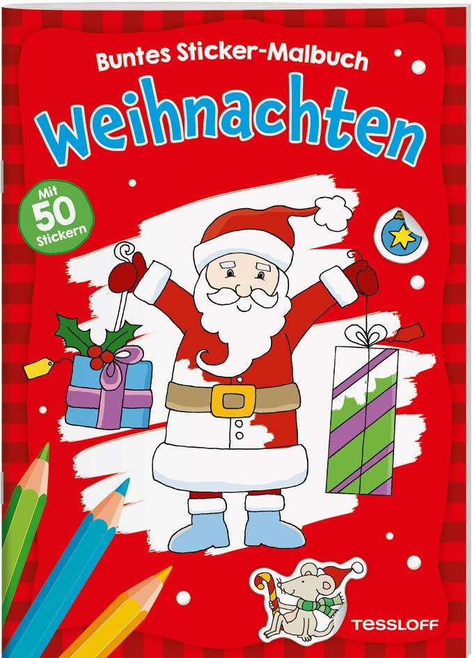 Weihnachten. Buntes Sticker-Malbuch: Mit 50 Stickern