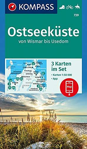 Ostseeküste von Wismar bis Usedom: 3 Wanderkarten 1:50000 im Set inklusive Karte zur offline Verwendung in der KOMPASS-App. Fahrradfahren. Reiten. (KOMPASS-Wanderkarten, Band 739)