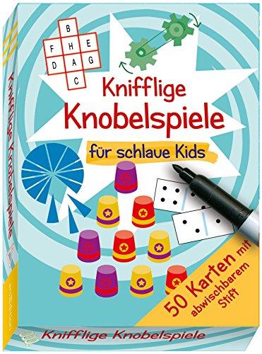 Knifflige Knobelspiele für schlaue Kids: 50 Karten mit abwischbarem Stift