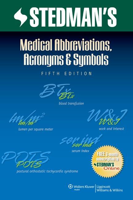 Stedman's Medical Abbreviations, Acronyms & Symbols (Stedman's Abbreviations, Acronyms & Symbols)