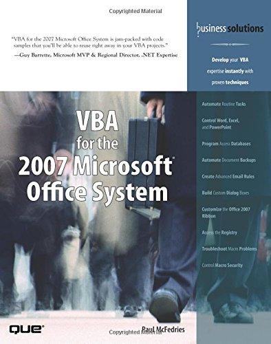 VBA for the 2007 Microsoft Office System (Business Solutions)