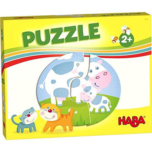 HABA 303762 - HABA-Lieblingsspiele – Puzzles Bauernhof , 6 Puzzles mit je 2 Teilen aus stabiler Pappe , Kinderpuzzle mit bunten Bauernhofmotiven , Spielzeug ab 2 Jahren