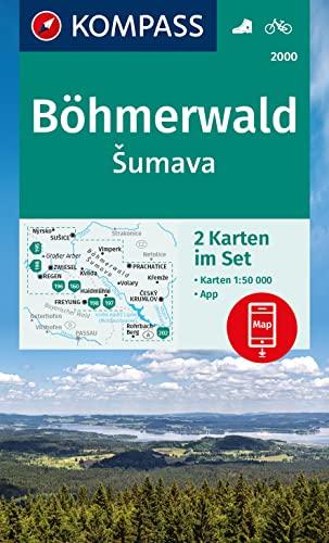 KOMPASS Wanderkarten-Set 2000 Böhmerwald, Sumava (2 Karten) 1:50.000: inklusive Karte zur offline Verwendung in der KOMPASS-App. Fahrradfahren. Skitouren. Langlaufen.