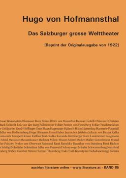 Das Salzburger grosse Welttheater: [Reprint der Originalausgabe von 1922]