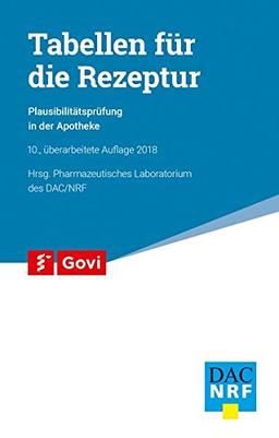 Tabellen für die Rezeptur: Plausibilitätsprüfung in der Apotheke (Govi)