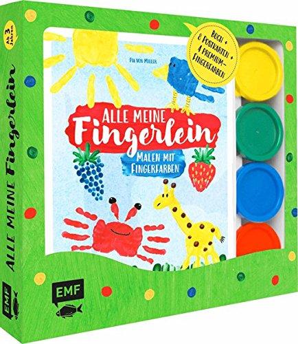 Alle meine Fingerlein: Malen mit Fingerfarben – Das Fingerfarben-Set: Buch, 8 Postkarten, 4 Premium-Fingerfarben