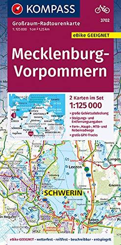 Mecklenburg-Vorpommern: Großraum-Radtourenkarte 1:125000, GPX-Daten zum Download (KOMPASS-Großraum-Radtourenkarte, Band 3702)