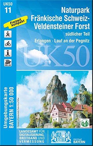 UK50-11 Naturpark Fränkische Schweiz-Veldensteiner Forst, südl.Teil: Erlangen, Lauf an der Pegnitz, Veldenstein, Hersbruck, Ebermannstadt, ... Karte Freizeitkarte Wanderkarte)