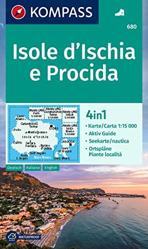 KOMPASS Wanderkarte 680 Isole d' Ischia e Procida 1:15.000: 4in1 Wanderkarte, mit Aktiv Guide, Seekarte und Ortsplänen.