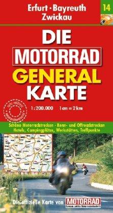 Motorrad Generalkarte Deutschland Erfurt, Bayreuth, Zwickau 1:200 000