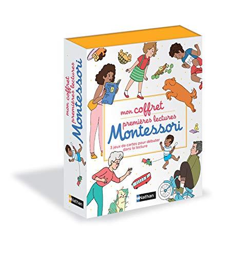 Mon coffret premières lectures Montessori : 3 jeux de lecture : 150 cartes, 1 livret pour associer des images, des phrases et des mots