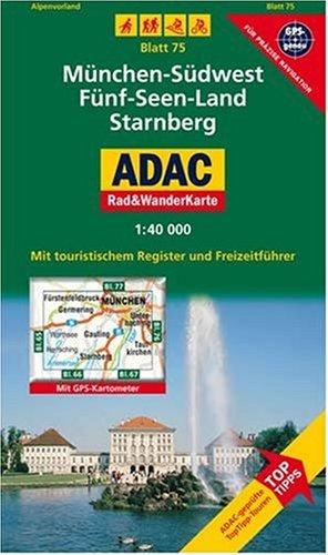 ADAC Wander- & RadKarte 75 München Südwest 1 : 40 000: Fünf-Seen-Land, Starnberg. Mit touristischem Register und Freizeitführer