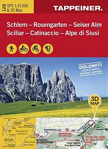 KOKA128 Kombinierte Wanderkarte Schlern-Rosengarten-Seiseralm GPS kompatibel 1:25.000 (Kombinierte Sommer-Wanderkarten Südtirol)