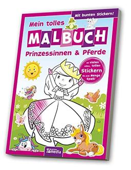 Malbuch mit Stickern: Prinzessin, Pferde, Ponys