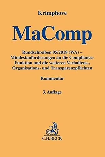 MaComp: Rundschreiben 05/2018 (WA) - Mindestanforderungen an die Compliance-Funktion und die weiteren Verhaltens-, Organisations- und Transparenzpflichten