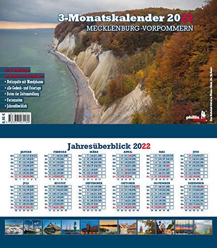 Drei-Monatskalender Mecklenburg-Vorpommern 2022: Praktischer Monatsplaner mit meckl.-vorp. Kalendarium