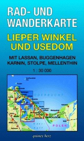 Rad- und Wanderkarte Lieper Winkel und Usedom: Mit Lassan, Buggenhagen, Karnin, Stolpe, Mellenthin. Maßstab 1:30.000.