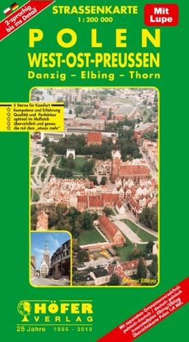 Höfer Straßenkarten, Polen, West-Ost-Preußen: Danzig, Elbing, Thorn. Mit integrierter Lupe und separatem Ortsnamenverzeichnis und Innenstadtplan von Elbing. (PL 011)