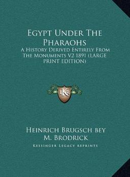 Egypt Under The Pharaohs: A History Derived Entirely From The Monuments V2 1891 (LARGE PRINT EDITION)