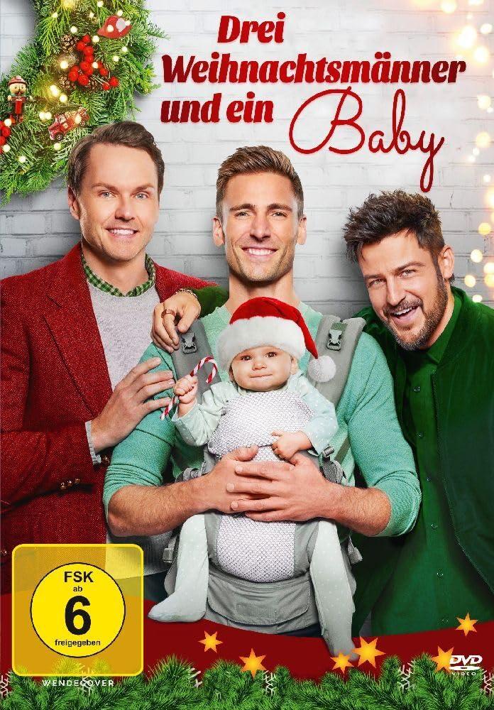 Drei Weihnachtsmänner und ein Baby