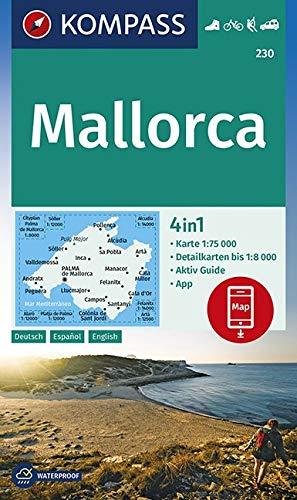 KOMPASS Wanderkarte Mallorca: 4in1 Wanderkarte 1:75000 mit Aktiv Guide und Detailkarten inklusive Karte zur offline Verwendung in der KOMPASS-App. ... Autokarte. (KOMPASS-Wanderkarten, Band 230)