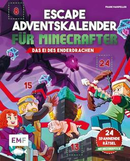 Escape-Adventskalender für Minecrafter: Das Ei des Enderdrachen: Schaffst du es, die 24 spannenden Rätsel zu knacken? – Mit perforierten Seiten zum Auftrennen und Decoderfolie