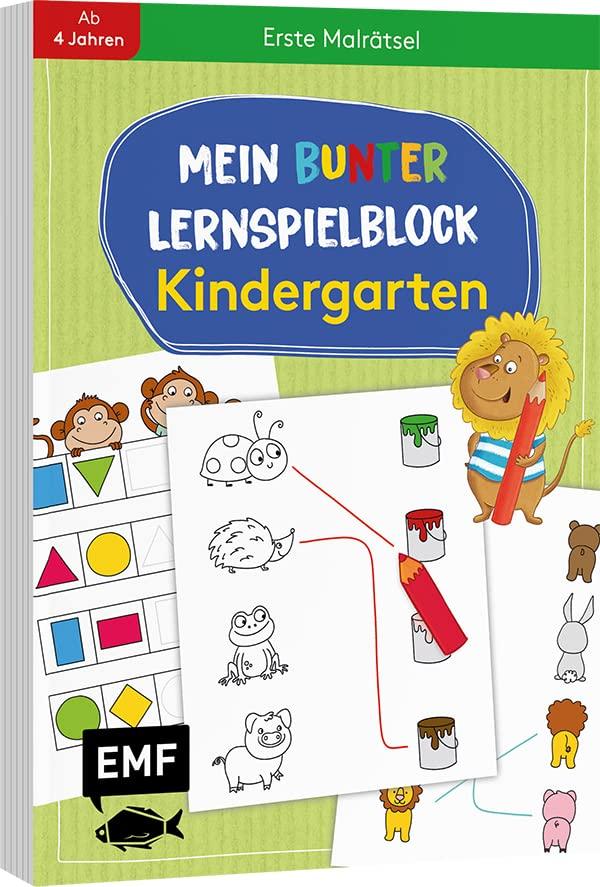 Mein bunter Lernspielblock – Kindergarten: Erste Malrätsel: Übungen und Rätsel ab 4 Jahren